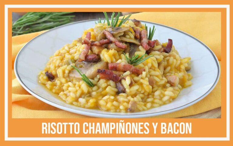 Risotto champiñones y bacon