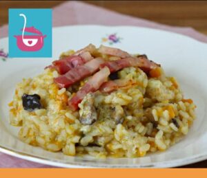 risotto de champiñones y panceta